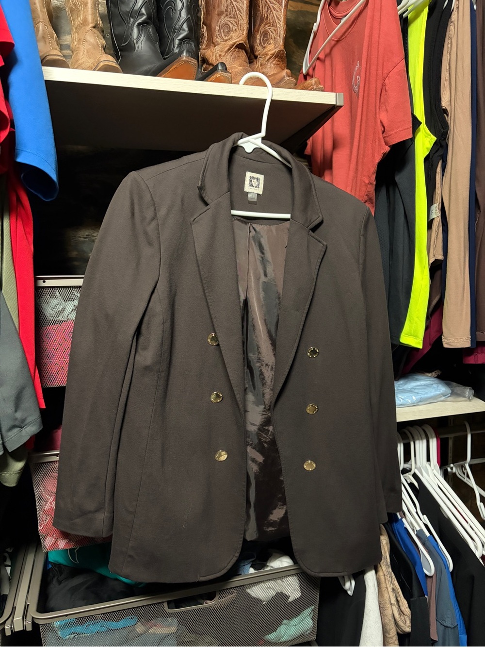 Nine West Double-Breasted Dark Brown Blazer